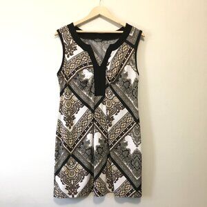 90s Baroque McBling Canadian Made Gold Black Paisley Print Tunic Top - Medium